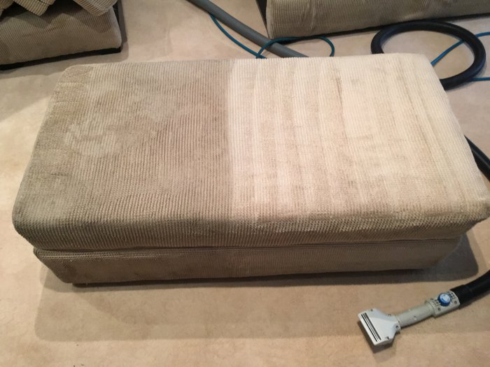 Shows the contrast between clean and dirty upholstery