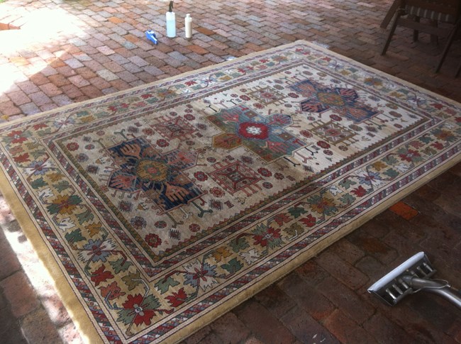 Rug with one side cleaned